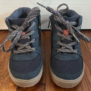 Osh Kosh Blue Canvas Zip-Up Winter Boots Toddler Boys Size 10 EUC